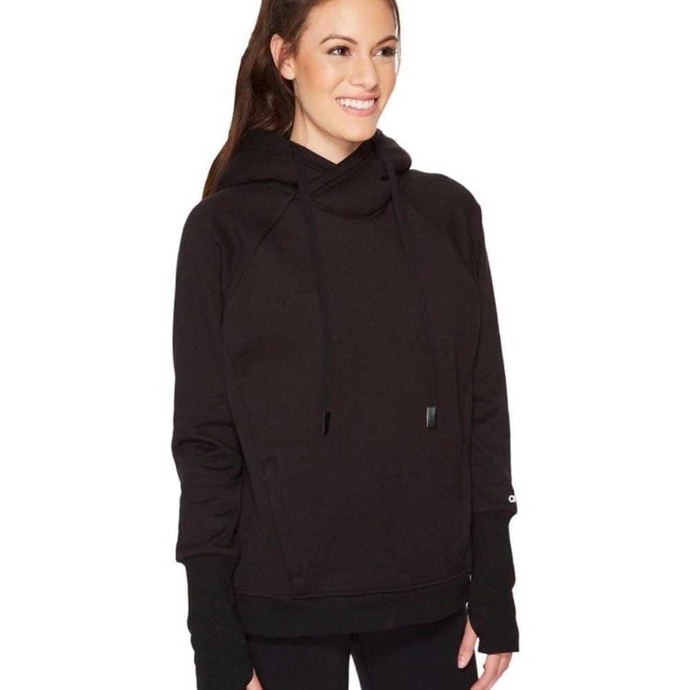 Alo yoga frost long sleeve black fleece lined hoodie sz small